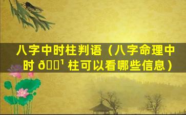 八字中时柱判语（八字命理中时 🌹 柱可以看哪些信息）